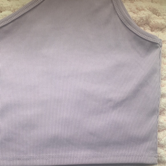 Lilac One-Shoulder Ribbed Tank Top - Picture 4 of 5